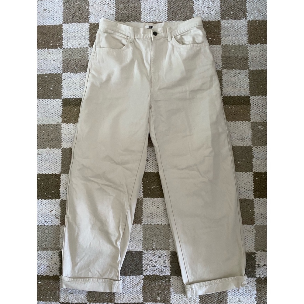 Uniqlo U Womens Wide Leg Jean in Off-White
